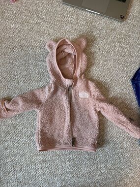North Face 6-12 Month Cozy Pink Teddy Hooded Fleece Jacket